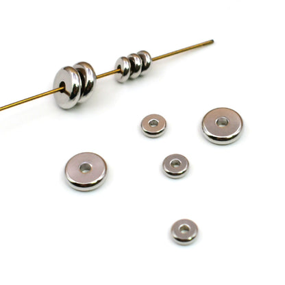 Stainless Steel Flat Spacer Beads 3-12mm Polished Smooth 100pcs