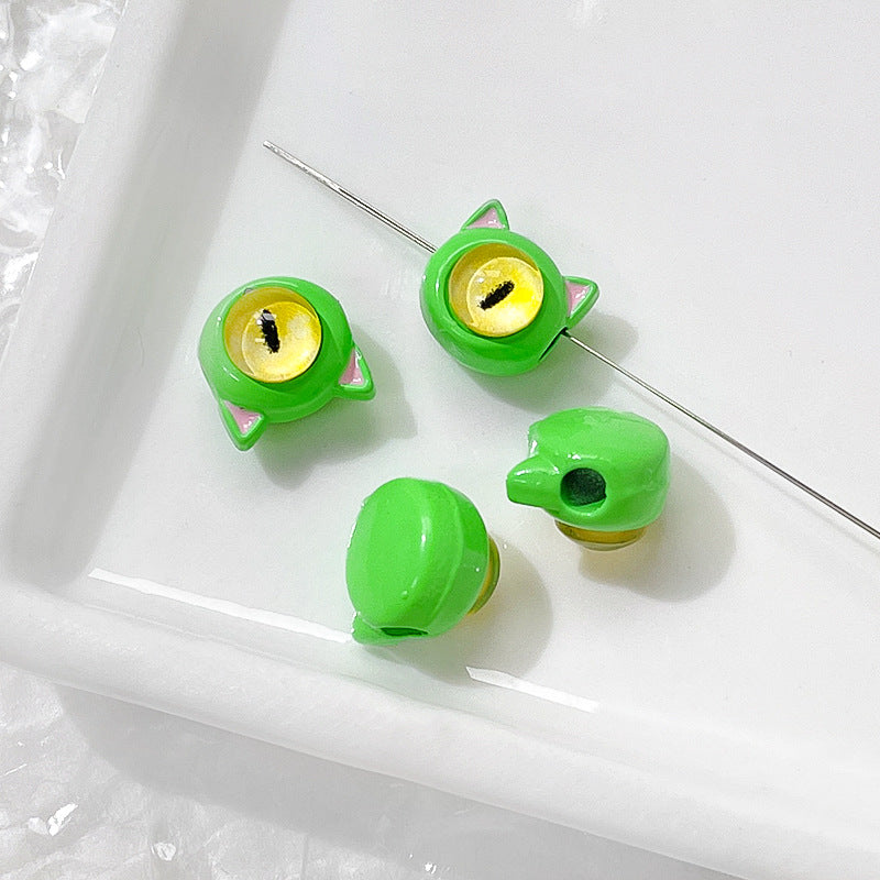 Cat Eye and One-Eyed Beast Metal Beads 10mm Baking Painted 10pcs 17