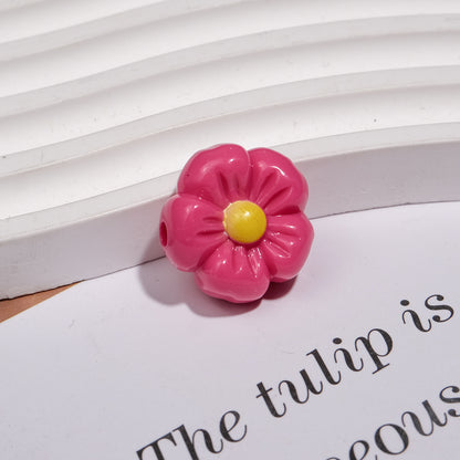 Colorful 3D Cherry Blossom Acrylic Beads 19mm Flower 20pcs 14