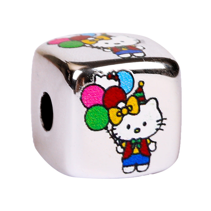 Silver Square Acrylic Beads 14mm Hello Kitty Series 10pcs 4