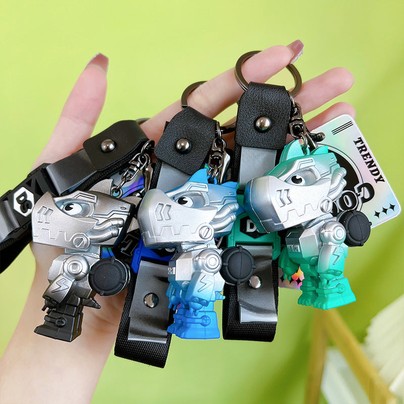 Heavy Metal Dinosaur Keychain PVC Robotic Futuristic Design 2