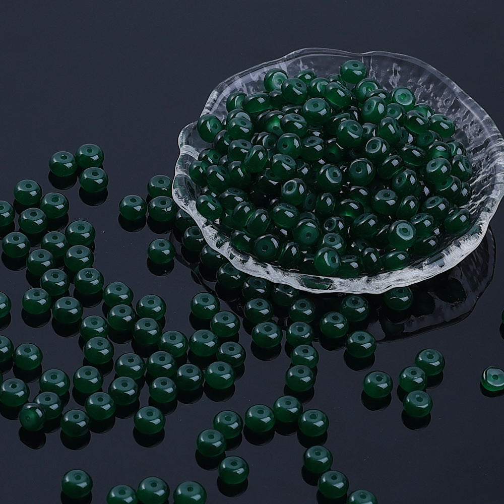 Glass Rondelle Spacer Beads 8mm Semi Transparent Imitation Jade 100pcs 11