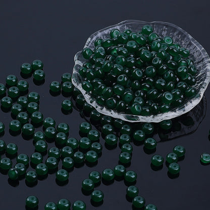 Glass Rondelle Spacer Beads 8mm Semi Transparent Imitation Jade 100pcs 11