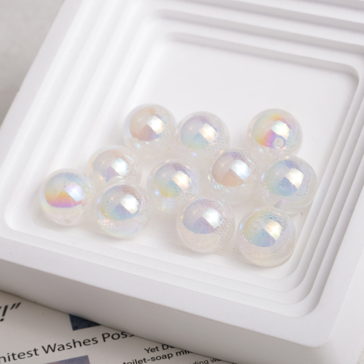 UV Plating Round Acrylic Beads 14mm Lace Printed Mixed Colors 50pcs 6