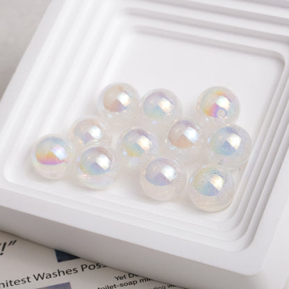 UV Plating Round Acrylic Beads 14mm Lace Printed Mixed Colors 50pcs 6