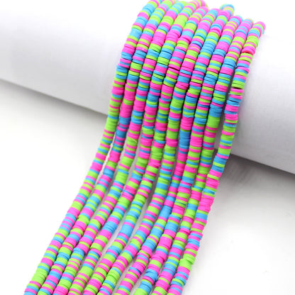 Flat Disc Clay Beads 6mm Colorful Matte Polymer 10strands 13