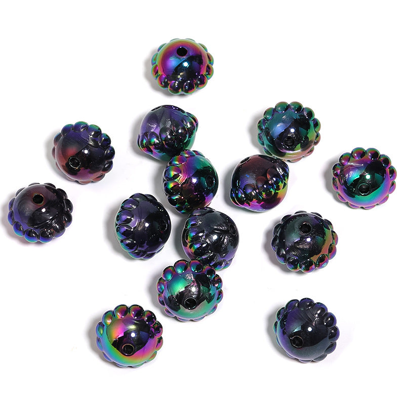 UV Plating Flying Saucer Acrylic Beads 15-17mm Metal Colored 50pcs 9