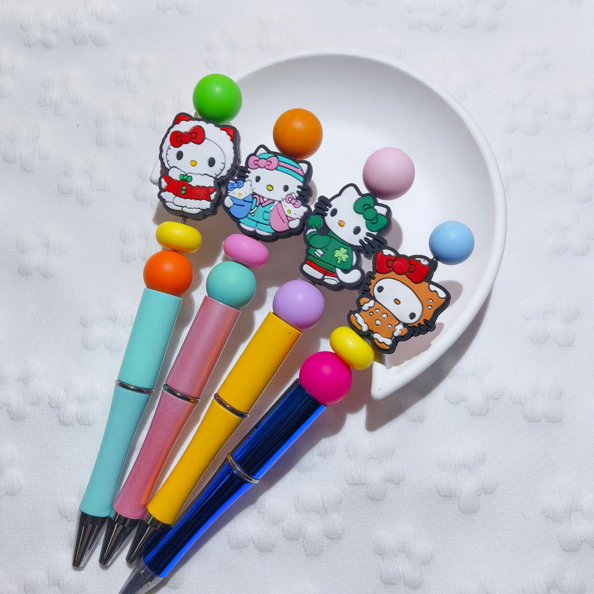 Silicone Focal Beads Kitty Cat Faces Colorful Expressions 20pcs 4
