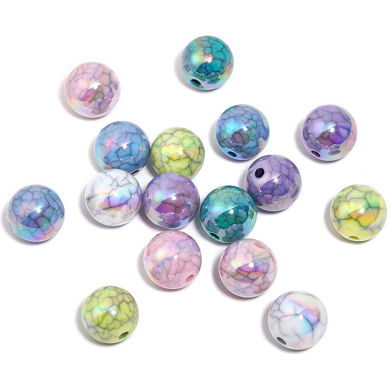 UV Plating Round Acrylic Beads 16mm Imitation Marble Crackle 50pcs 5