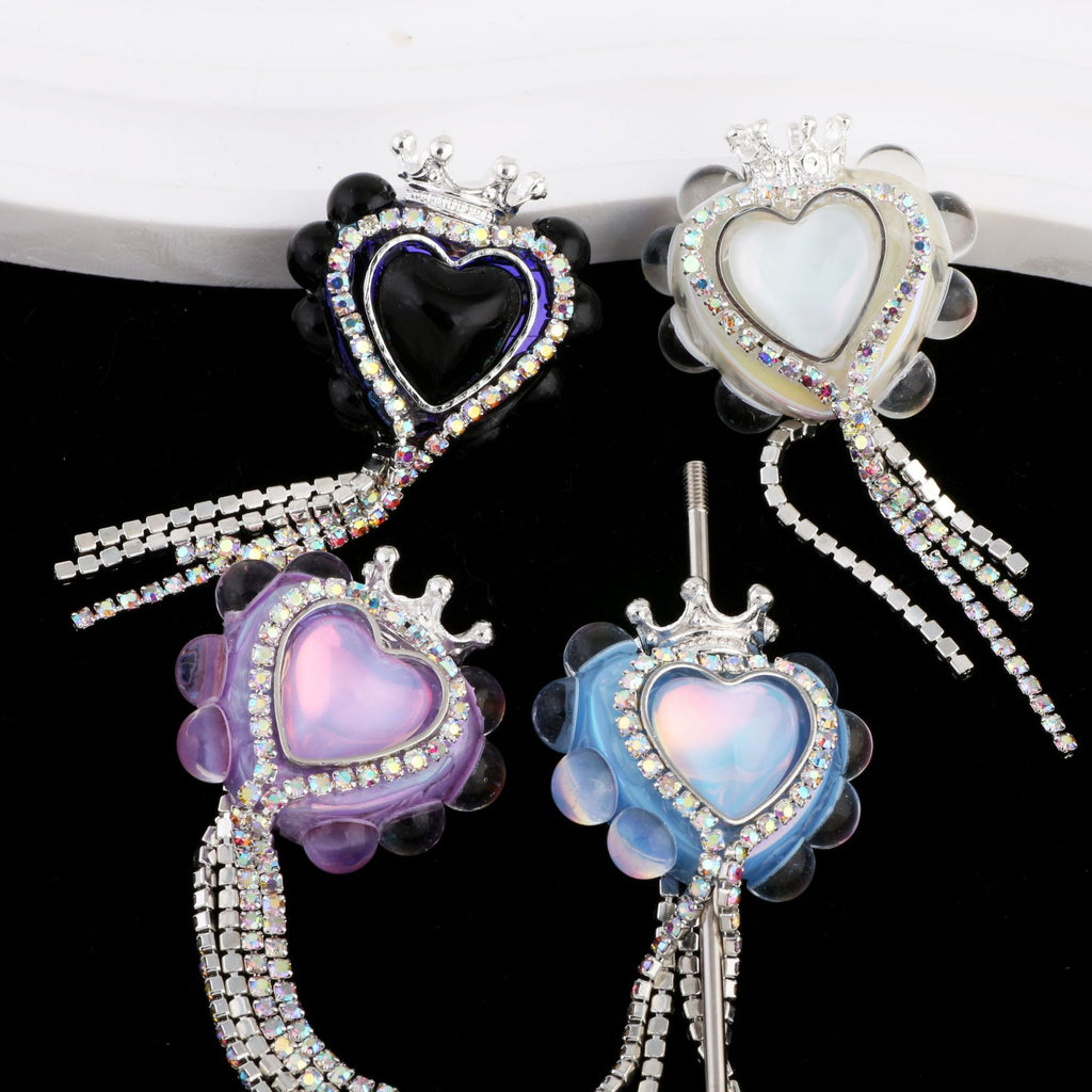 Heart Clay Beads 25mm Imitation Mocha Diamond Tassel Crown 6pcs