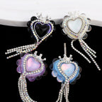 Heart Clay Beads 25mm Imitation Mocha Diamond Tassel Crown 6pcs