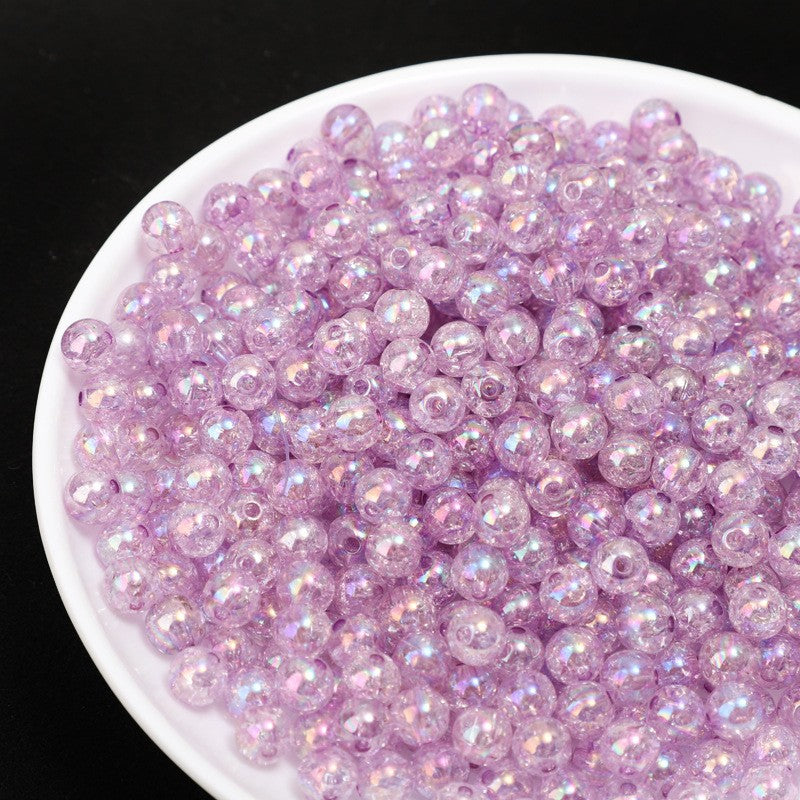 Plating Round Acrylic Beads 8mm UV Crackle Mixed Colors 500pcs 6