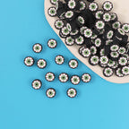 Halloween Flat Clay Beads 10mm Green Eyeball Design 100pcs 4
