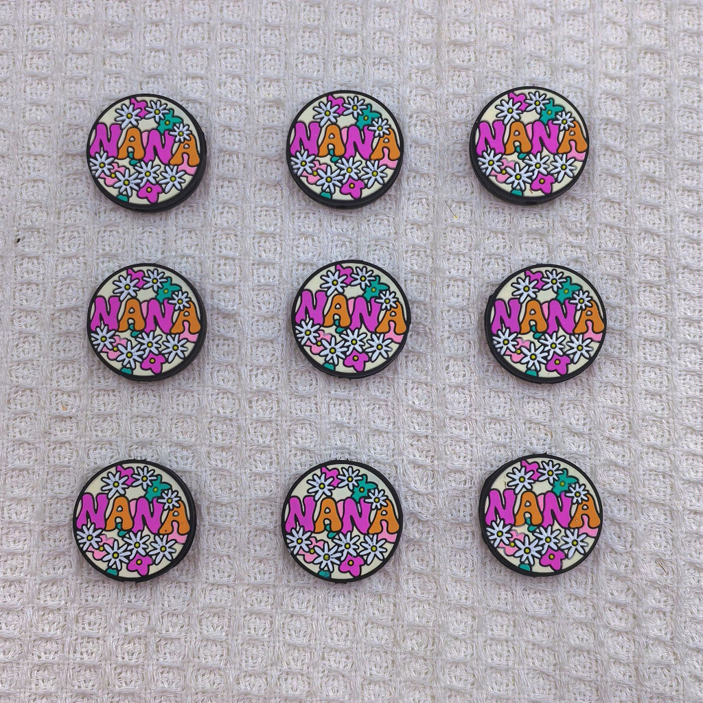 Silicone Focal Beads NA Garden Flower Round Design 20pcs 5