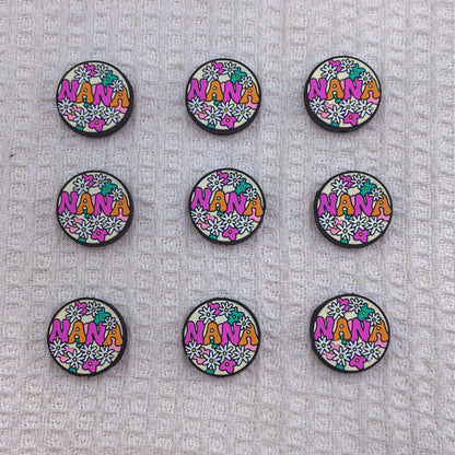 Silicone Focal Beads NA Garden Flower Round Design 20pcs 5
