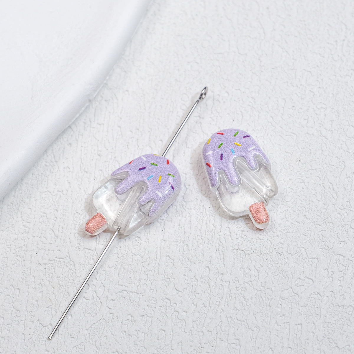 Clear Popsicle Acrylic Beads 20mm Colorful Drip Design 50pcs 13