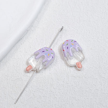 Clear Popsicle Acrylic Beads 20mm Colorful Drip Design 50pcs 13