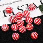 UV Plating Acrylic Beads 16mm Christmas Red and White Striped 50pcs 4