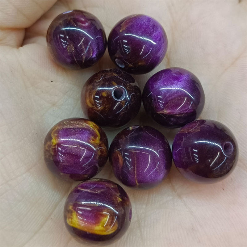Gradient Resin Beads 16mm Round Dark Ocean Colors Glossy 20pcs 21