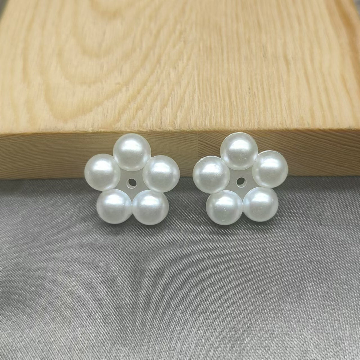 Flat Snowflake Acrylic Beads 15-25mm Pearly White ABS Plastic 100pcs 6