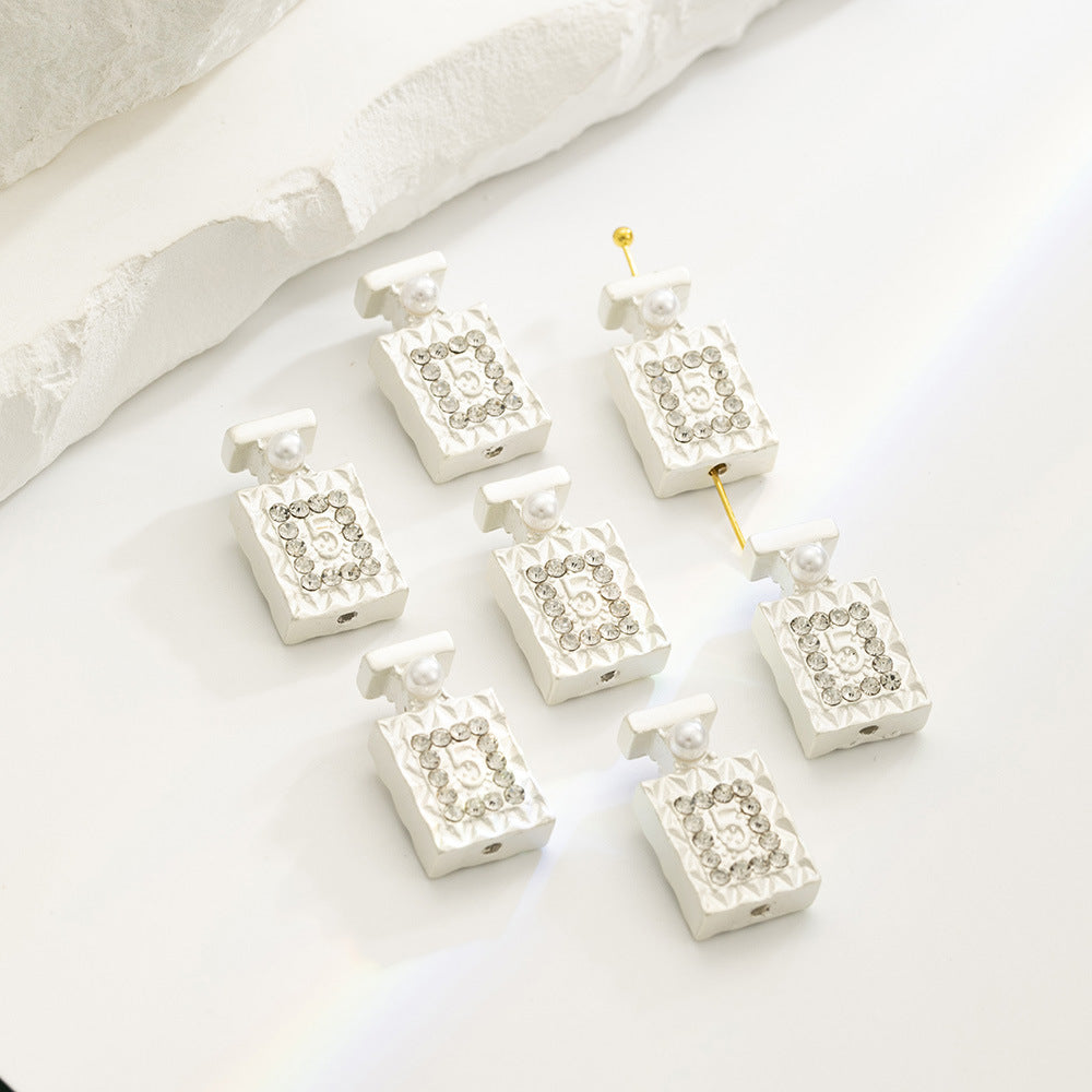Perfume Bottle Rhinestone Beads 21x11mm Alloy Embeded 10pcs 6
