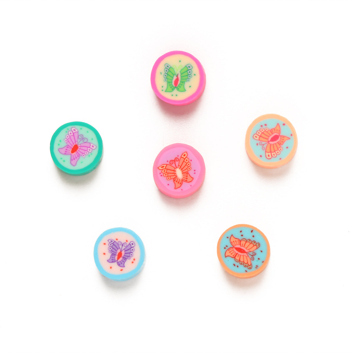Butterfly Clay Beads 9mm Colorful Pattern Polymer 100pcs 5