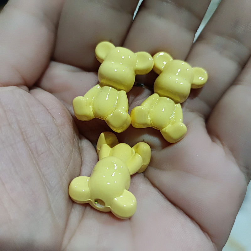 Baking Painted Bear Acrylic Beads 18x24mm Glossy Colorful 100pcs 9