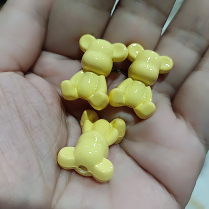 Baking Painted Bear Acrylic Beads 18x24mm Glossy Colorful 100pcs 9