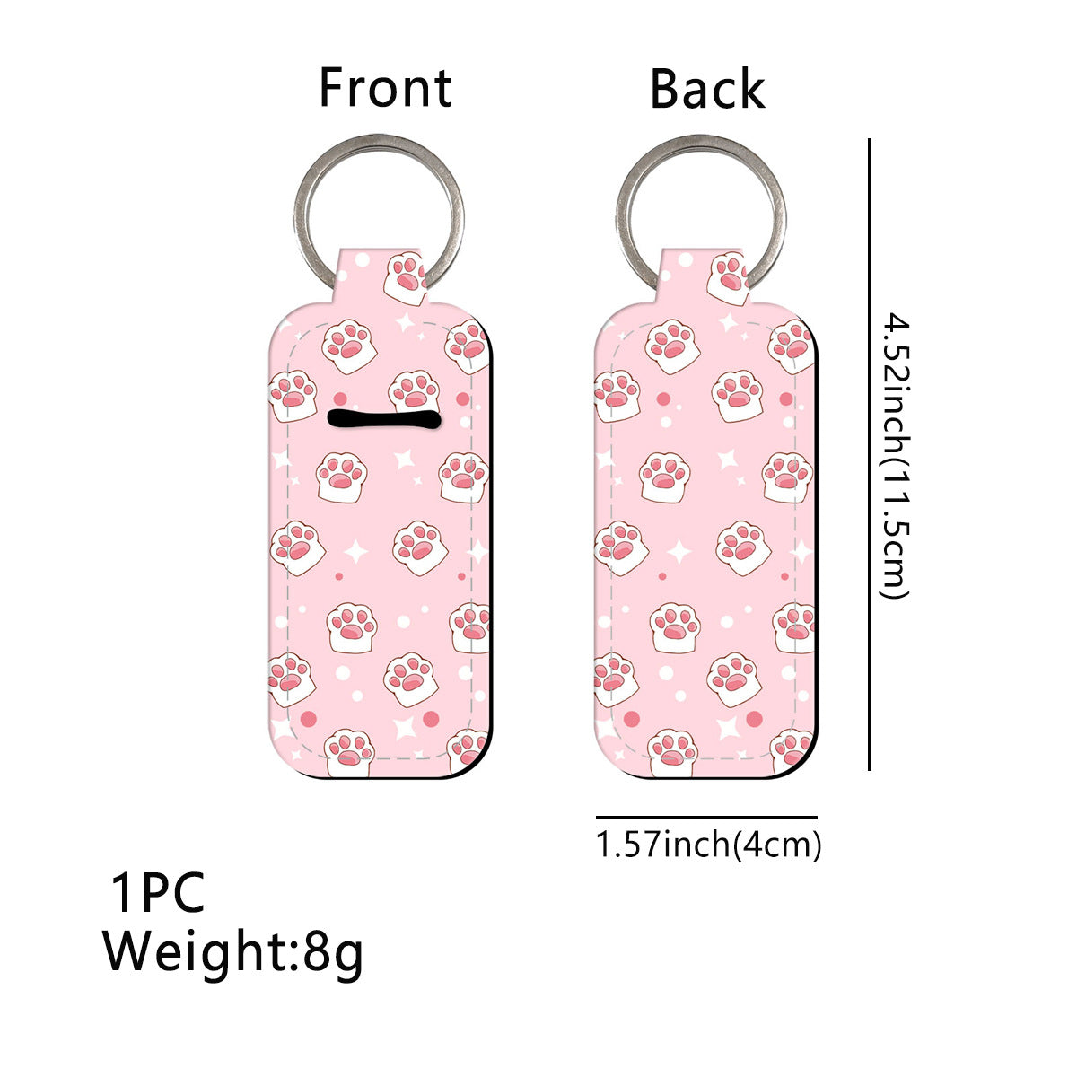 Paw Print Chapstick Holder Neoprene Functional Keychain 3pcs 8