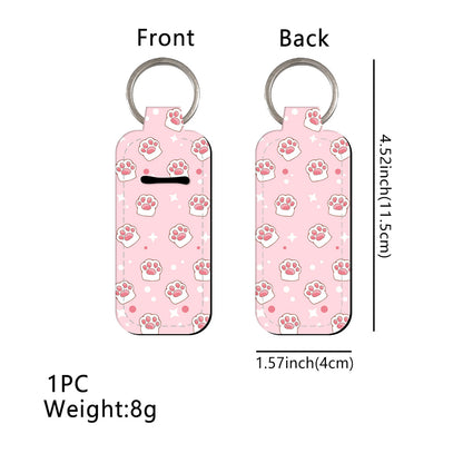 Paw Print Chapstick Holder Neoprene Functional Keychain 3pcs 8