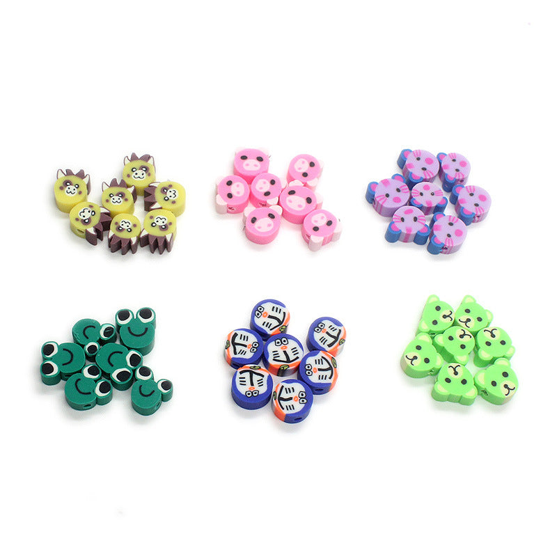 Animal Character Flat Clay Beads 10mm Colorful Mixed 1000pcs 2