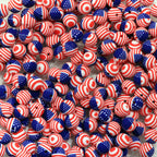 Round Clay Beads 8mm American Flag Design Polymer 100pcs 4