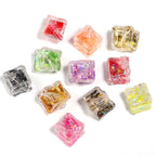 Transparent Square Acrylic Beads 17mm Liquid Sand Glitter 25pcs 5