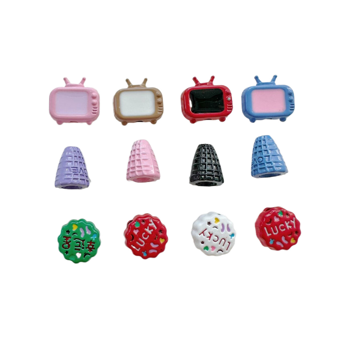 Cupcake and TV Metal Beads Painted Colorful Alloy 20pcs 5