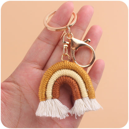 Cotton Braided Tassel Crochet Rainbow Keychain Plush Material 4