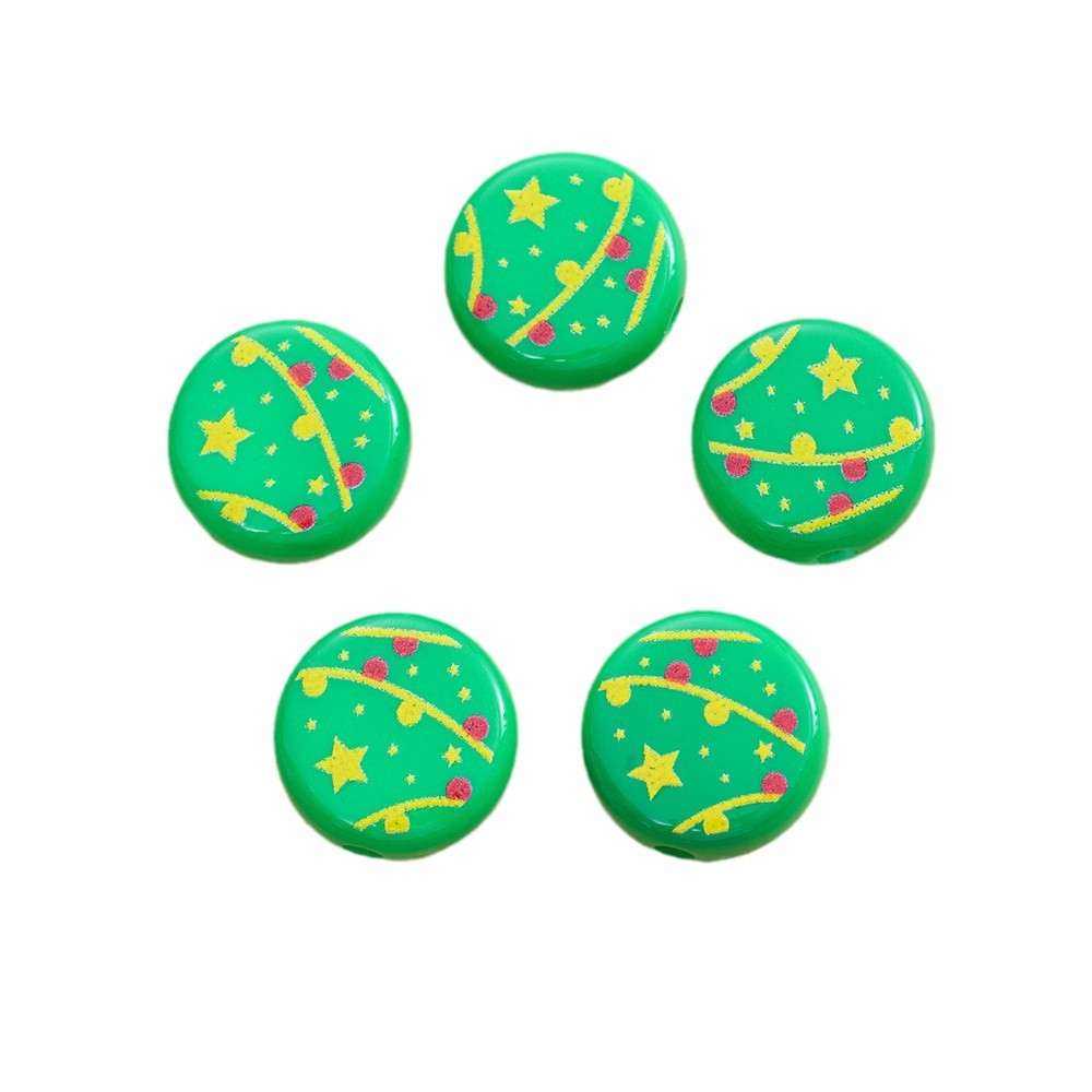 Baking Painted Flat Acrylic Beads 18mm Christmas Series 10pcs 5