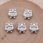 Owl Metal Beads 11mm Double-Sided Shiny Silver Tone 40pcs 2