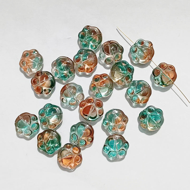 Vintage Cat Claw Glass Beads 15mm Glossy Translucent Colors 50pcs 6