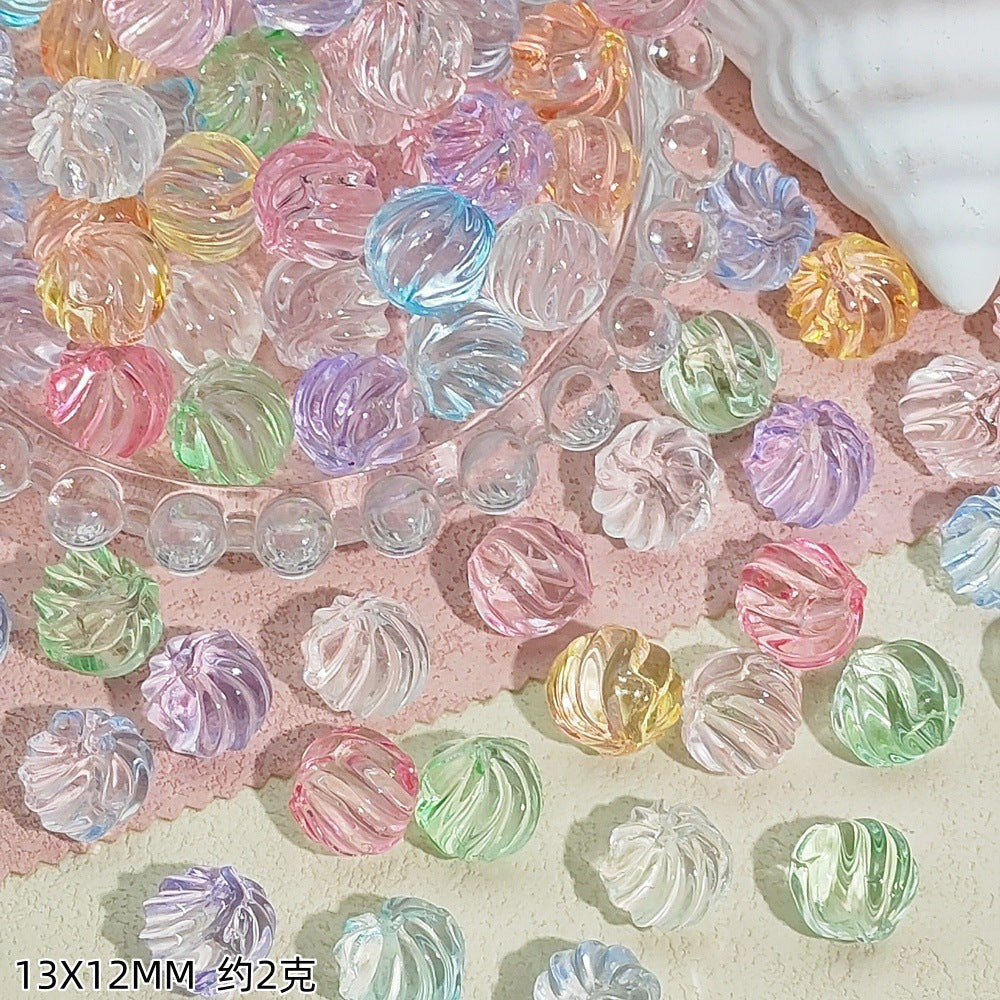 Swirl Striped Round Glass Beads 13mm Pastel Mixed Colors 50pcs 15