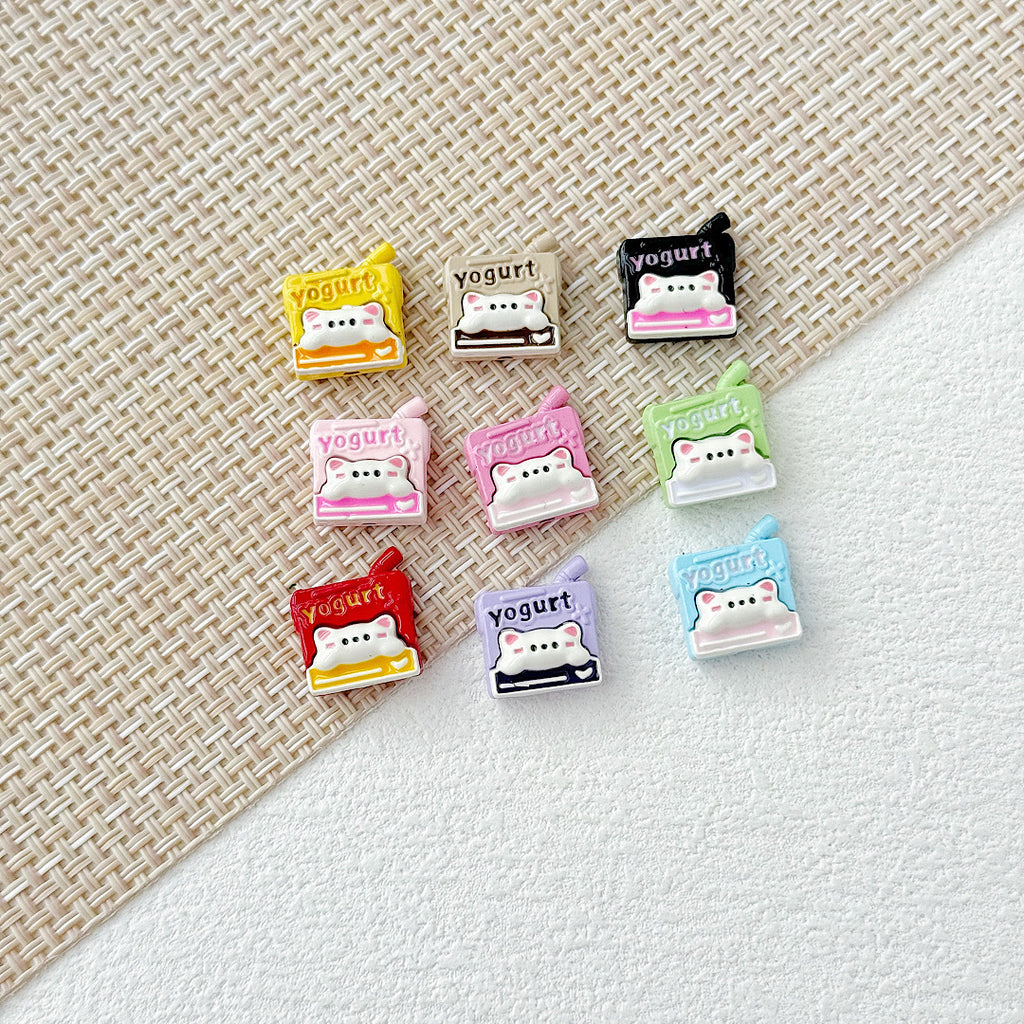 Painted Metal Beads 16mm Enamel Baking Phone & Yogurt Box 10pcs 2