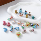 Hand Painted Animal Ceramic Beads Cute 3D Design 2pcs