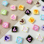 Square Metal Beads 11mm Painted Question Mark Design 20pcs 2