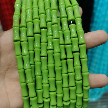 Transparent Bamboo Shape Glass Beads 6x12mm Glossy Finish 5 Strands 11