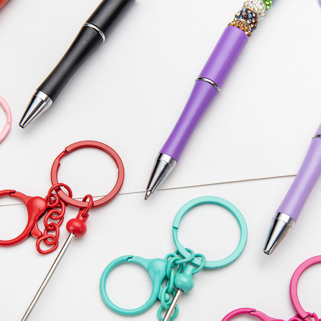 Beadable Keychain Pen Slim Metal Plastic Vibrant Colors 3