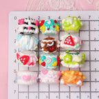 Hand Painted Cute Cake Series Acrylic Beads 18-23mm 10pcs