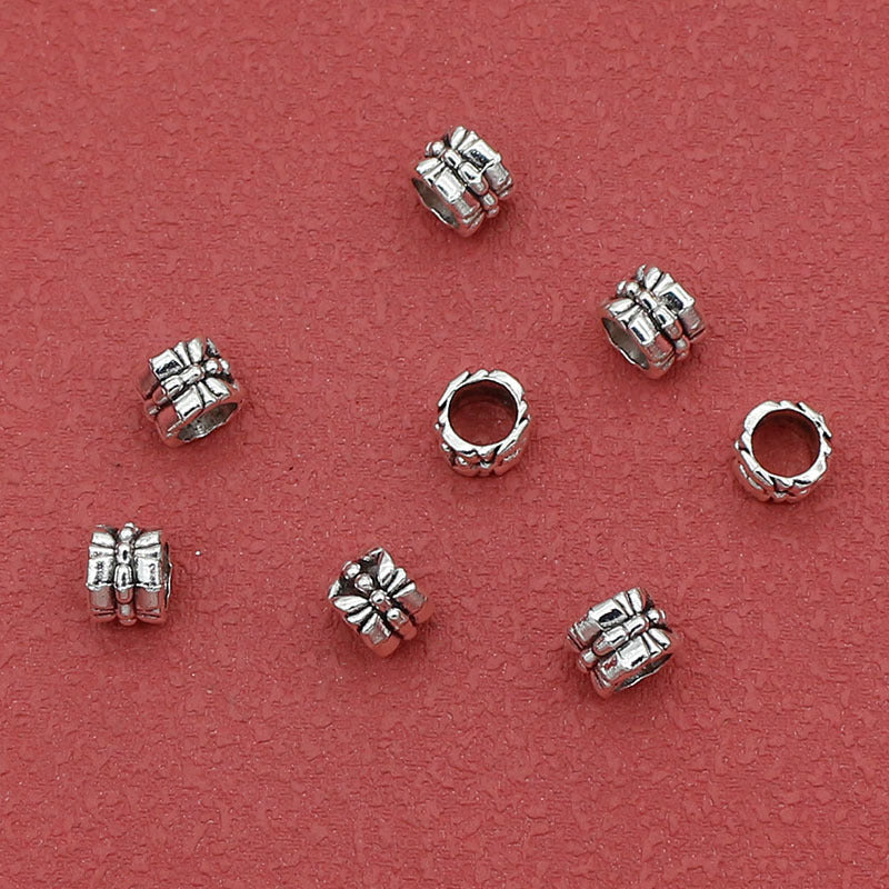 Tibetan Tube Metal Beads 7mm Hollow Patterned Alloy 100pcs 3