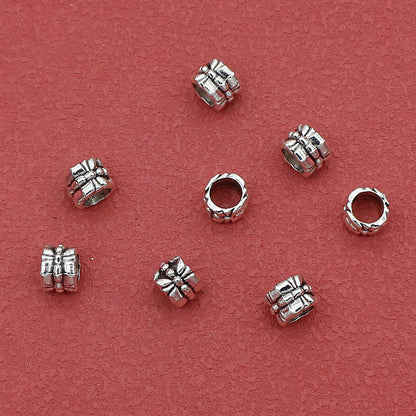 Tibetan Tube Metal Beads 7mm Hollow Patterned Alloy 100pcs 3