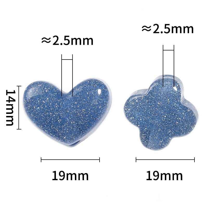 Glitter Heart Clover Acrylic Beads 19mm Sparkling Mixed 50pcs 4