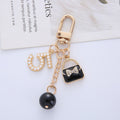Metal Letter Bag Rhinestone Keychain Glossy Purse Charm 6