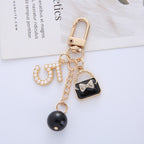 Metal Letter Bag Rhinestone Keychain Glossy Purse Charm 6